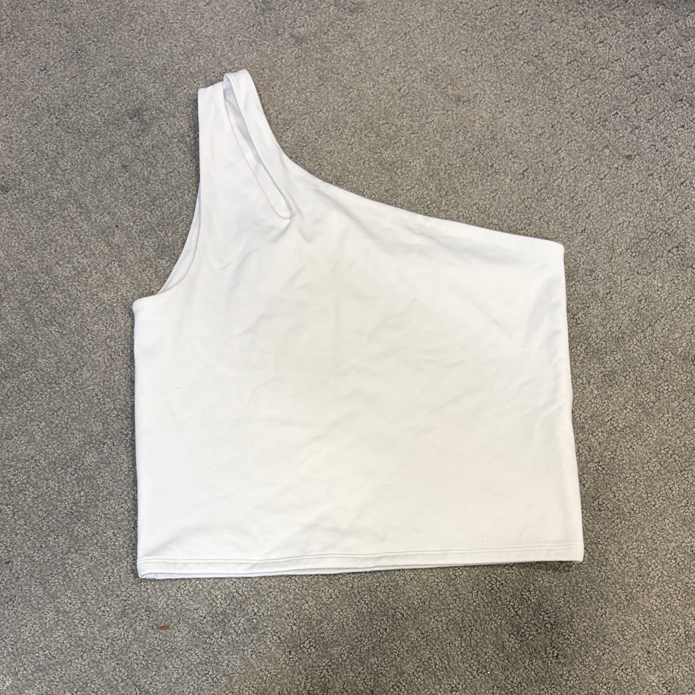 Abercrombie & Fitch White One-Shoulder Crop Top